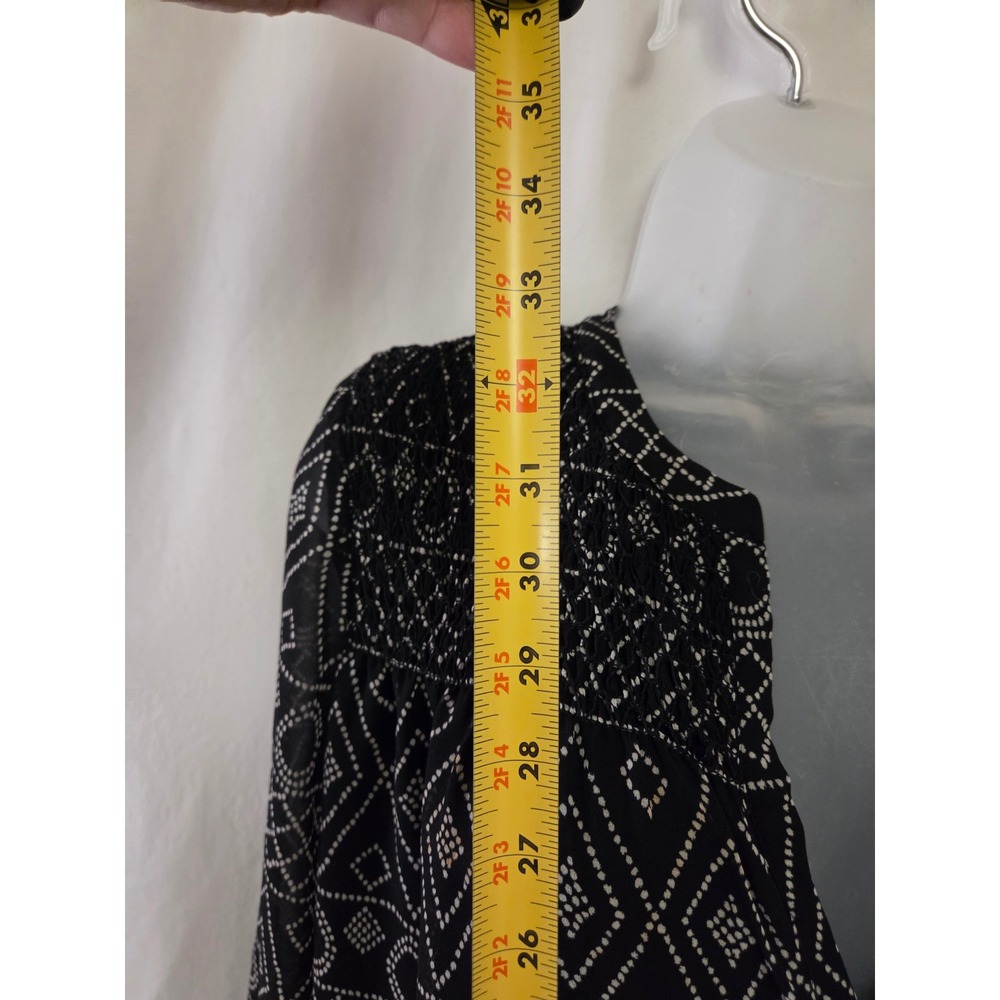 Madewell Black White Geometric Diamond Print Smocked Shift Dress Womens Small - Picture 5 of 5